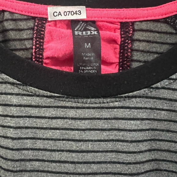 RBX Grey & Black Striped Long-Sleeve Exercise Top - Size Medium - Picture 4 of 6